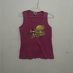 La Senza Girl Pink Sleeveless Top with Monkey and Palm Tree
